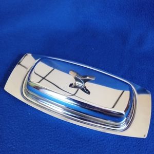 Metal Butter Dish with Gold Colored Handle